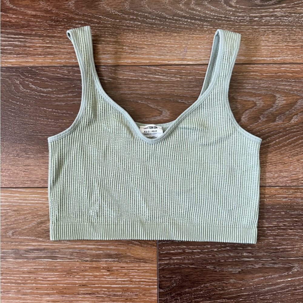 Light Green Cotton On Cropped Tank Top
